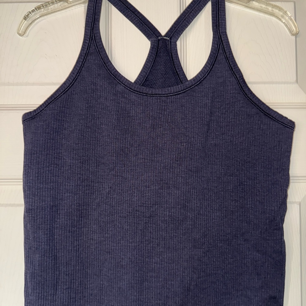 lululemon athletica Deep Blue Ribbed Ebb to street Tank Top